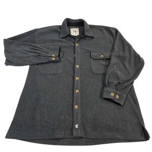 JUNEAU Men's Flannel Shirt Jacket XL Grey Button Up Chest Pockets Outdoors Warm